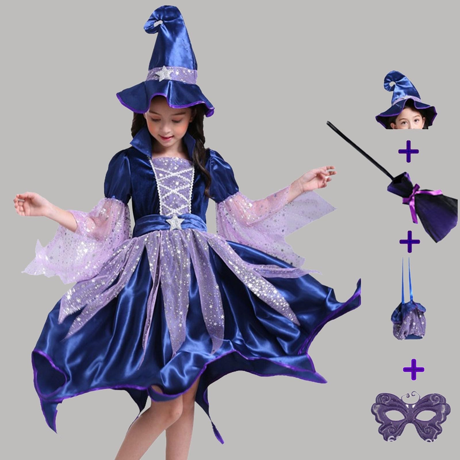Costume de sorcière pour fille, costume d'Halloween pour carnaval