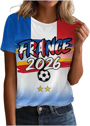 2026 Soccer Cup Women's Tops, Tees & Blouses Crew Neck T Shirts Norway2026 Colom