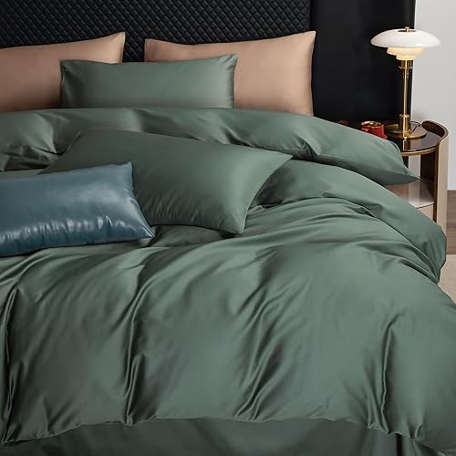 Miniatura 4 de MooMee Queen Duvet Cover Set, 100% Extra Long Staple Cotton 600 Thread Count Sateen Silky Soft Breathable Durable Luxury Hotel Quality Bedding Set