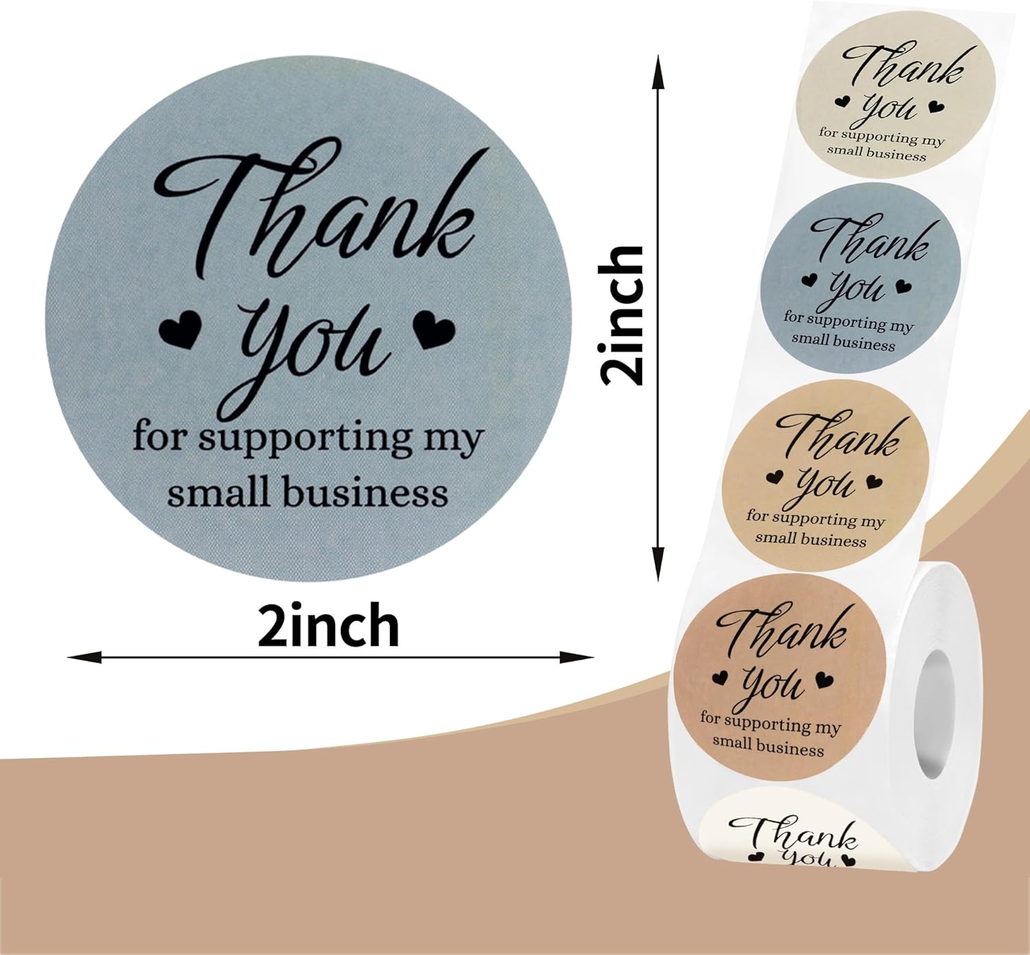 500 Pcs Thank You Stickers for Small Business, 2 Inches Self-Adhesive Elegant Round Seal for Envelopes, Party Favor - Image 2