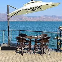 Vista 3 de Tangkula Base de sombrilla de patio con ruedas, peso relleno de arena húmeda de 260 libras, placa base cuadrada resistente para sombrilla con barra