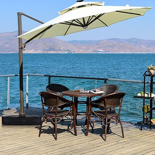 Miniatura 3 de Tangkula Base de sombrilla de patio con ruedas, peso relleno de arena húmeda de 260 libras, placa base cuadrada resistente para sombrilla con barra