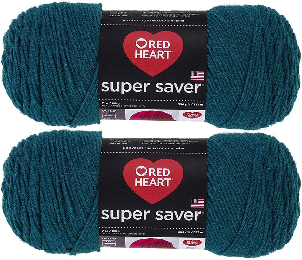 Bulk Buy: Red Heart Super Saver (2-Pack) (Real Teal, 7 oz Each Skein)