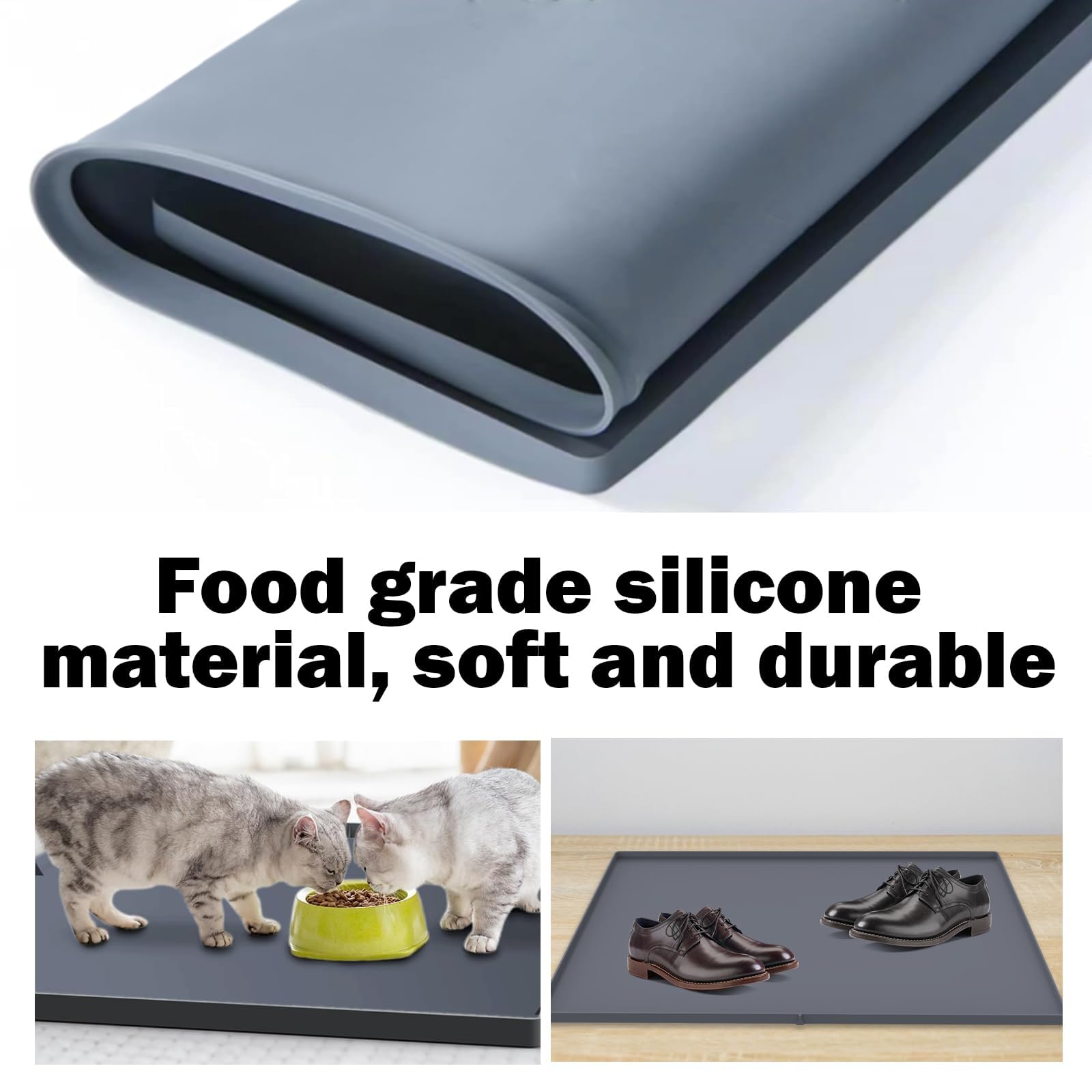 Tappetino sotto lavello con design unico con foro di scarico, 86,4 x 55,9 cm, in silicone, per lavello da cucina, bagno, tappetino e protezione per gocciolamenti e fuoriuscite
