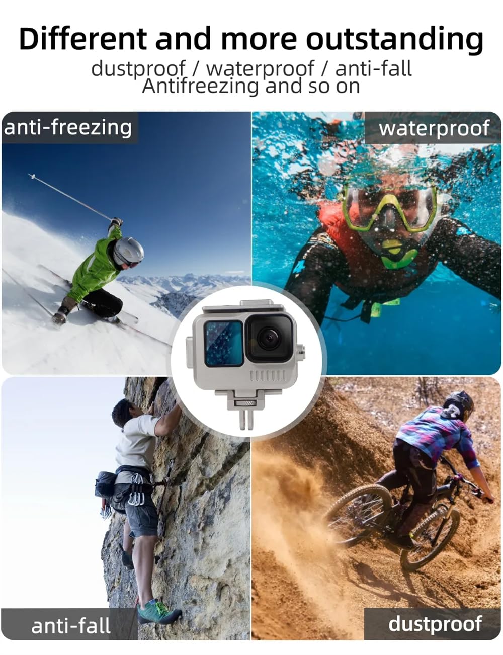 Marco protector de cámara impermeable para cámara de buceo subacuático, compatible con cámara de acción GoPro 11, 10, 9