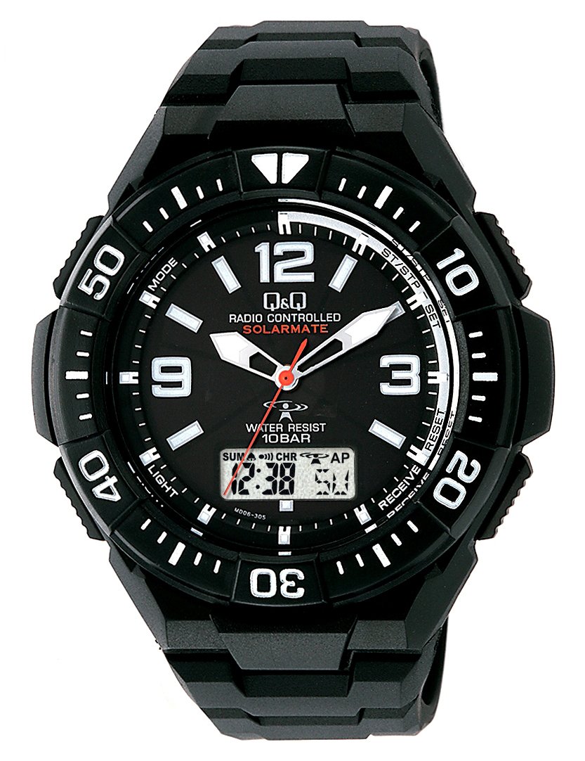 Citizen Q&Q Analog Wristwatch, Radio, Solar, Waterproof, Date