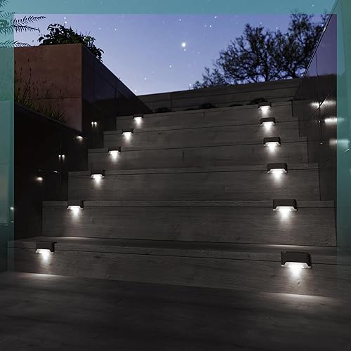 Miniatura 2 de GIGALUMI Luces solares para cubierta al aire libre, paquete de 16 luces solares impermeables para escaleras, escalones, vallas, barandillas, patio y