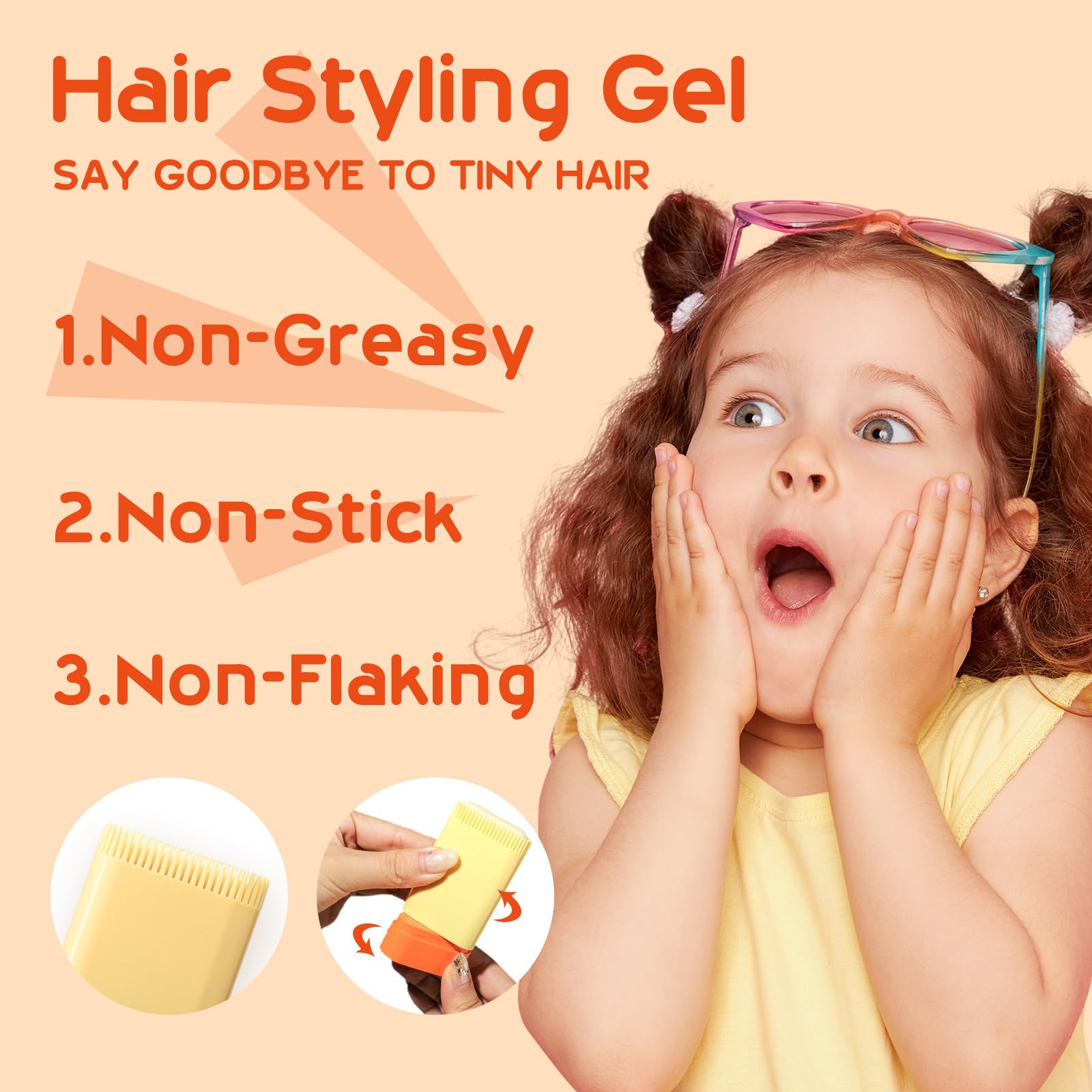 Kids Hair Gel with Built-in Comb, 2-in-1 Design for Easy Styling Moisturizing Non-Greasy Formula - Image 4