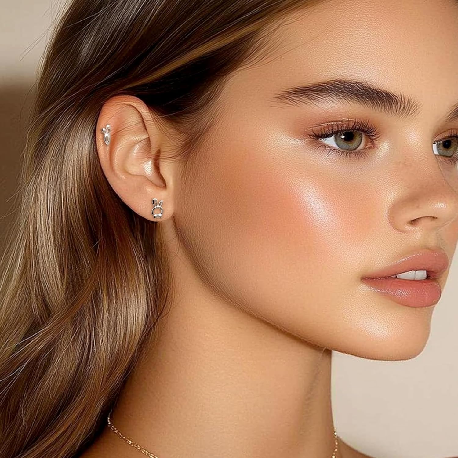 Sonateomber Small Easter Bunny Earrings for Women, Cute Carrot Bow Rabbit Stud Earings Holiday Prom Accessories Fashion Jewelry Gift - Image 2