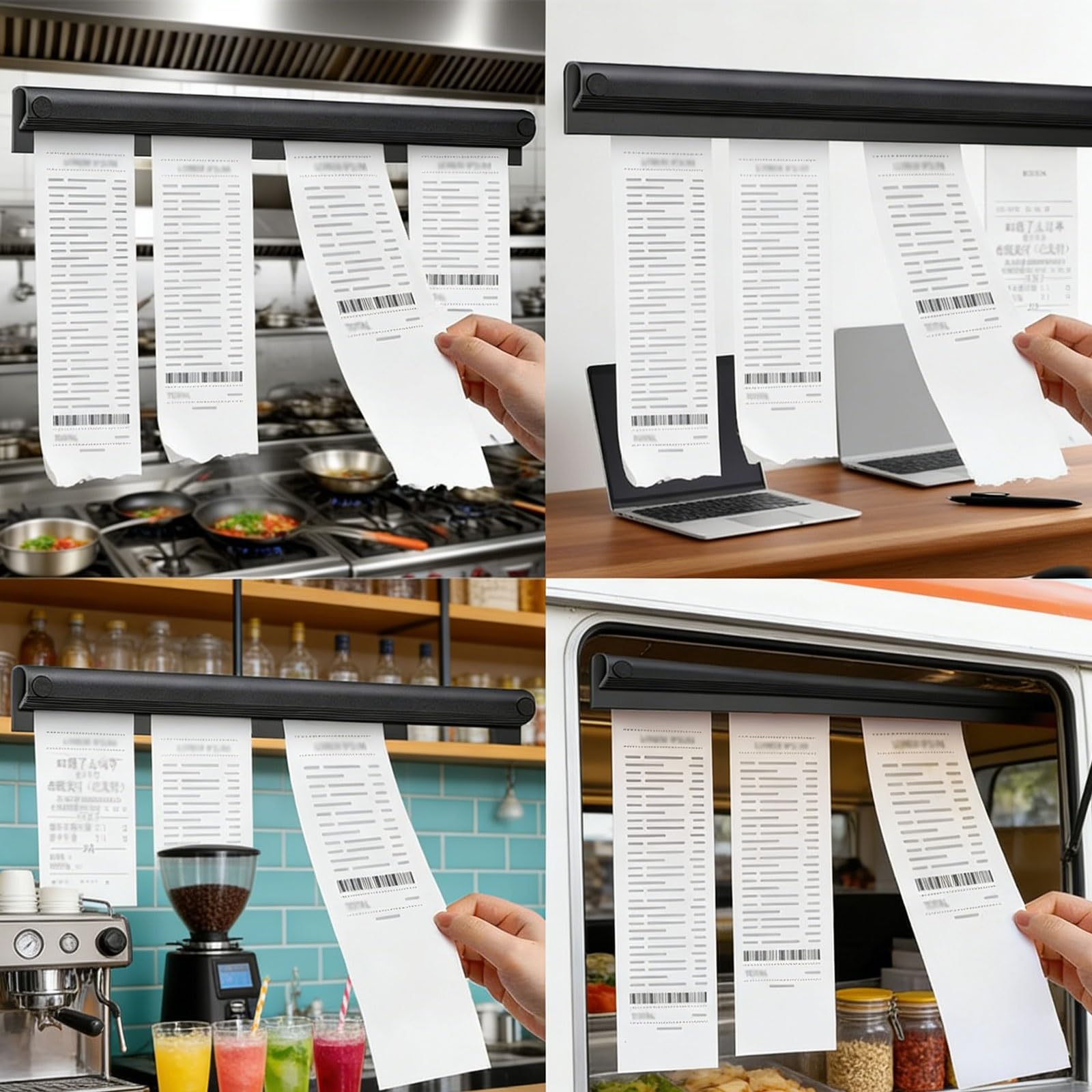 2 Stück Bonleiste Gastronomie,Aluminiumlegierung Gastronomie Bonschiene Besteckhalter Für Restaurant Bar Küche Cafés Kneipen Büro,Selbstklebend Mit(30cm)