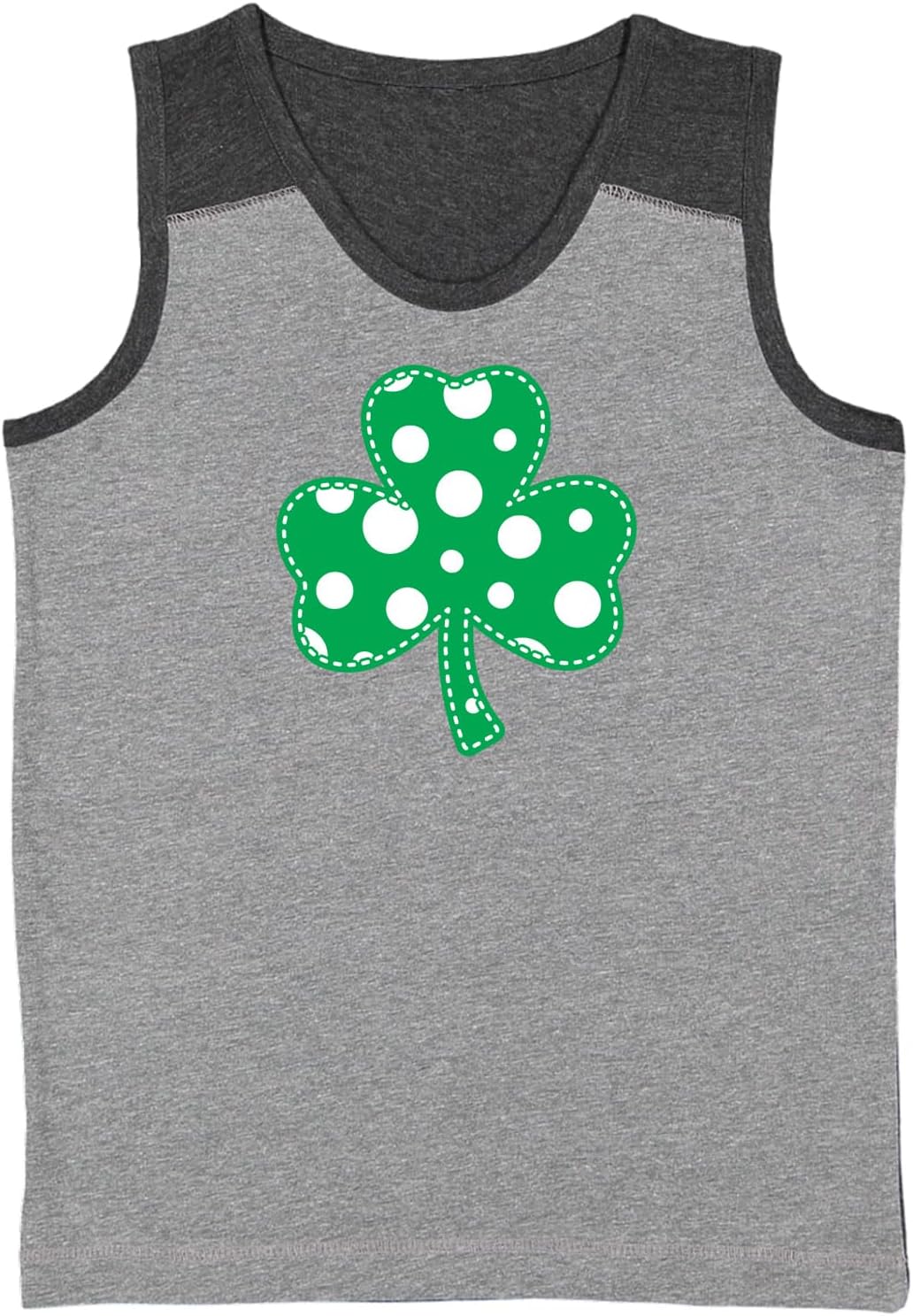 Polka Dot Shamrock - Irish Clover Youth Contrast Back Tank Top