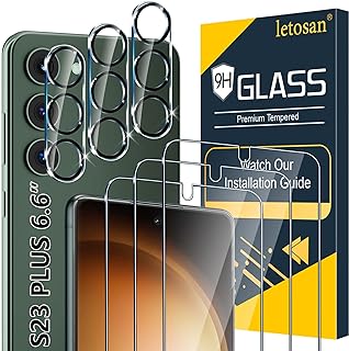 [3+3 Pack] Glass Screen Protector for Samsung Galaxy S23 Plus 5G, 9H Tempered Glass, Ultrasonic Fingerprint Compatible,HD Clear Case Friendly for Galaxy S23 Plus Glass Screen Protector