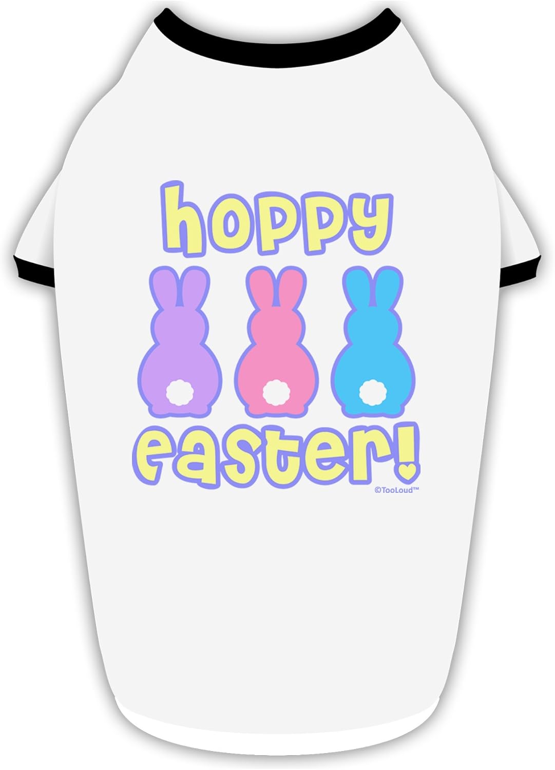 TOOLOUD Three Easter Bunnies - Hoppy Easter Cotton Dog Shirt White with Black Large