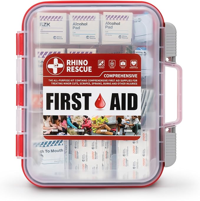RHINO RESCUE 371 Pieces OSHA All-Purpose First Aid Kit, Home & Office Professional Medical Supplies, Ideal for Emergency, School, Business