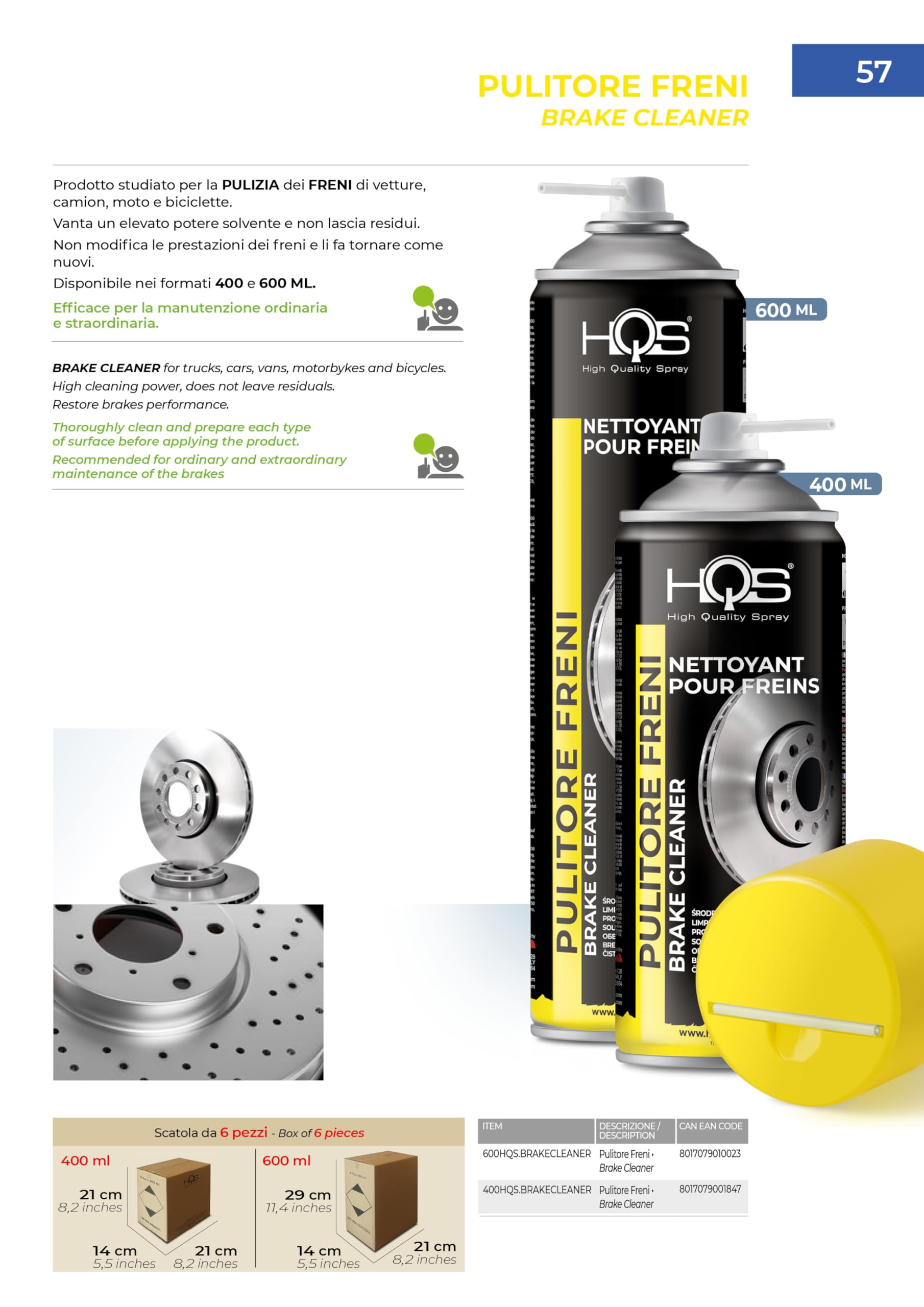 HQS Bomboletta Spray Pulitore Freni 600ml (12)