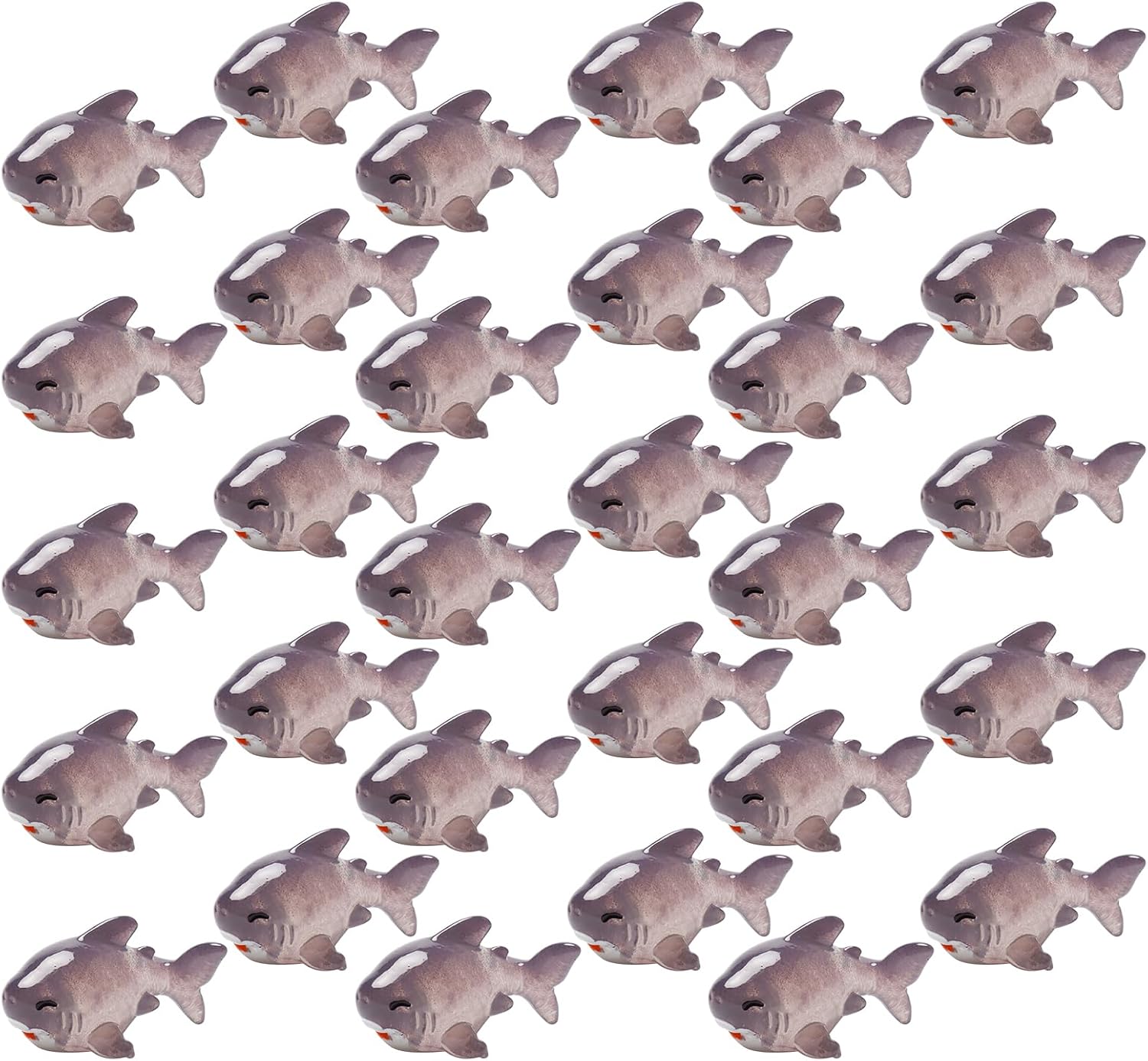 Exasinine 30 Pcs Resin Shark Miniature Shark DIY Accessories Kit Fish Tank Decoration Set for Fairy Garden Succulent Planter Moss Landscape DIY Terrarium Home Décor (Gray)