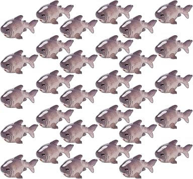 Exasinine 30 Pcs Resin Shark Miniature Shark DIY Accessories Kit Fish Tank Decoration Set for Fairy Garden Succulent Planter Moss Landscape DIY Terrarium Home Decor Gray
