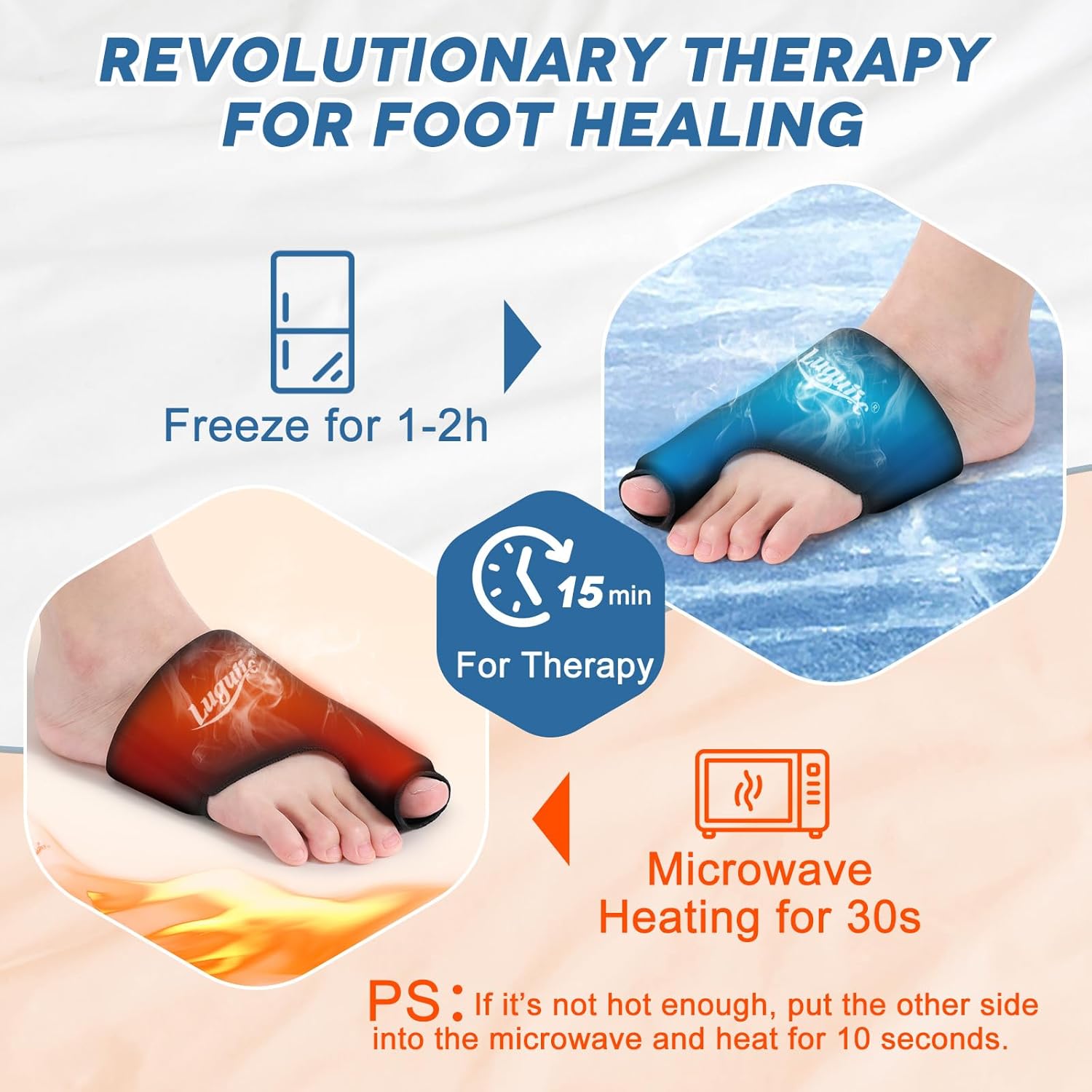 2-Pack Foot Ice Pack Wraps – Non-Slip Bunion Relief Socks with Hot & Cold Therapy for Gout, Swelling, Plantar Fasciitis, Hallux Valgus, and Sports Injuries - Image 4