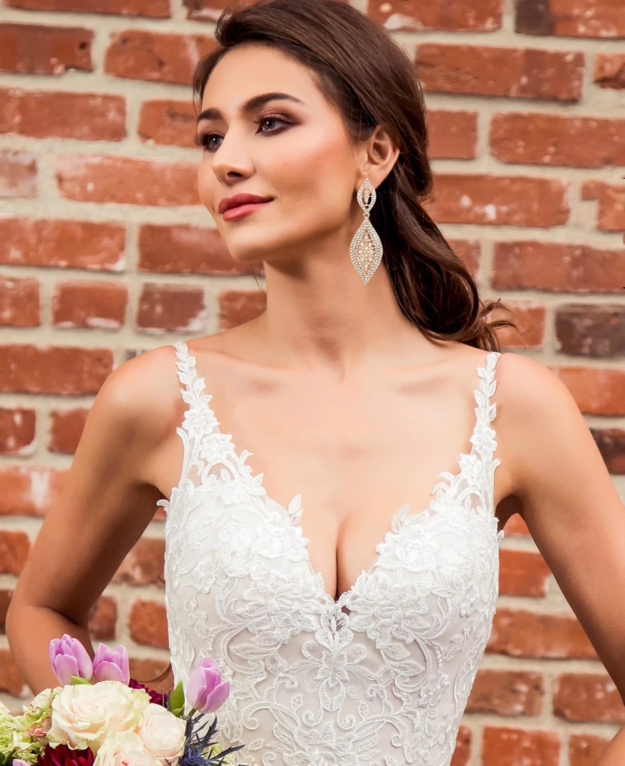 Elegant Rhinestone Dangle Earrings Crystal Wedding Bridal Long Dangling Drop Earrings Chandlier Earrings for Women Bridesmaid - Image 4