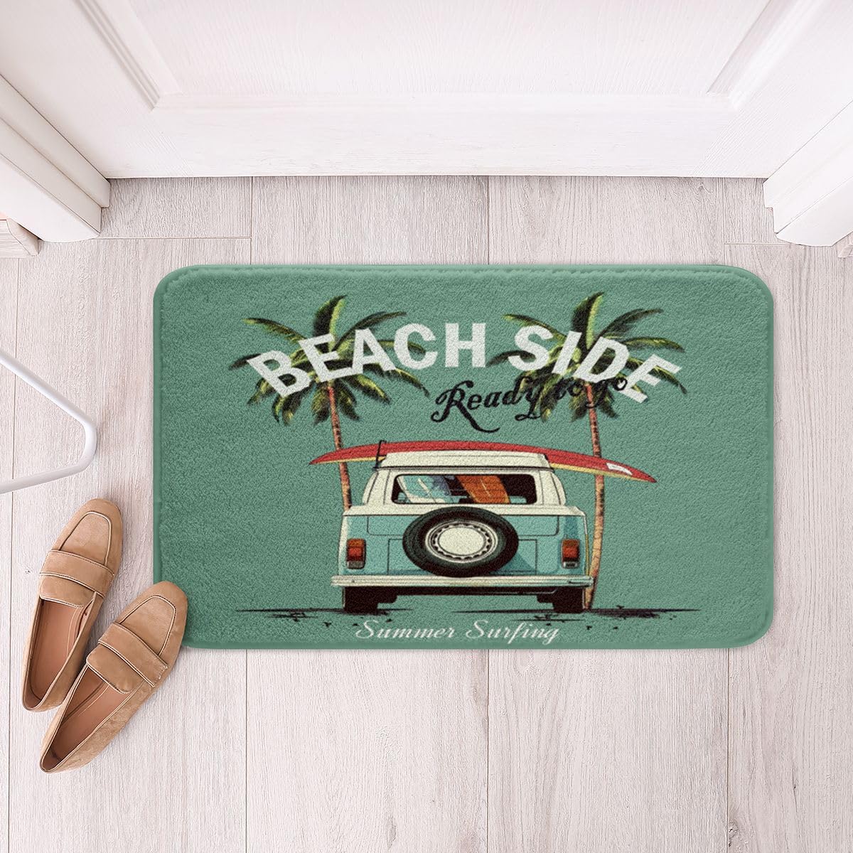 Erosebridal Coastal Beach Surfer Bathroom Rug Set,Surfboard Surf Bath Mat for Kids Girls Boys,Hawaiian Palm Tree Bath Rug Ocean Sea Theme Summer