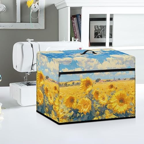 Miniatura 208 de Funda para máquina de coser de mariposas y flores con prácticos bolsillos, funda protectora con asa, para la mayoría de máquinas de coser estándar