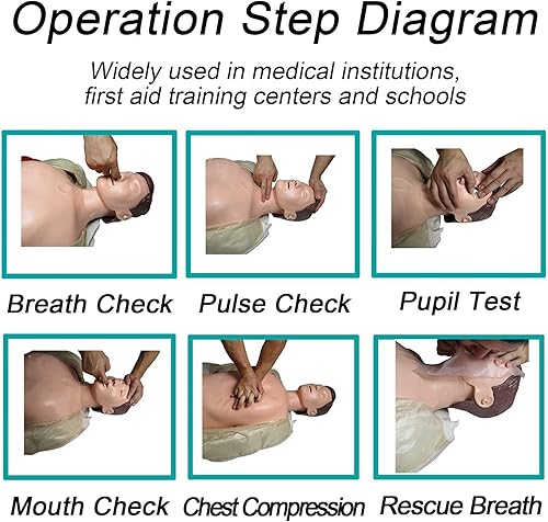 Miniatura 8 de Maniquíes de RCP y kit de primeros auxilios, maniquíes de RCP de cuerpo completo para adultos con piel facial reemplazable y 4 bolsas de pulmón