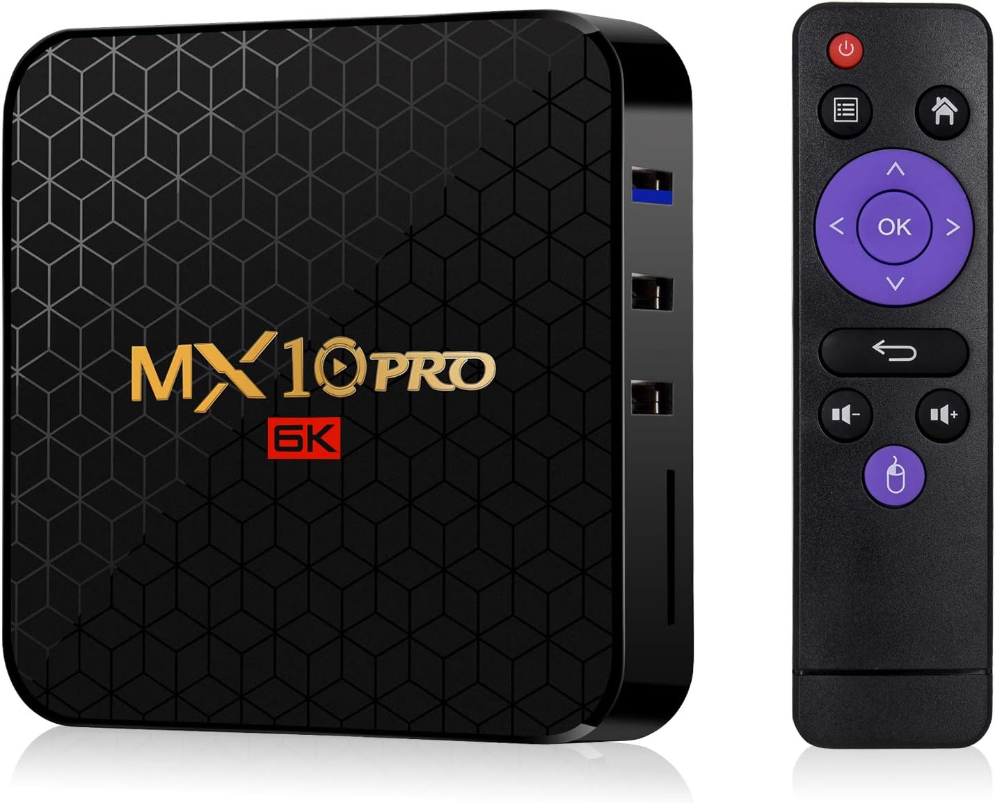 Timmery MX10 Pro Android 9.0 tv Box 4G 32GB Smart TV Box Allwinner H6 Quad Core 64-bit ARM Cortex-A53 High-Performance Multi-core GPU Mali T720 H.264-H.265 / Dual WiFi