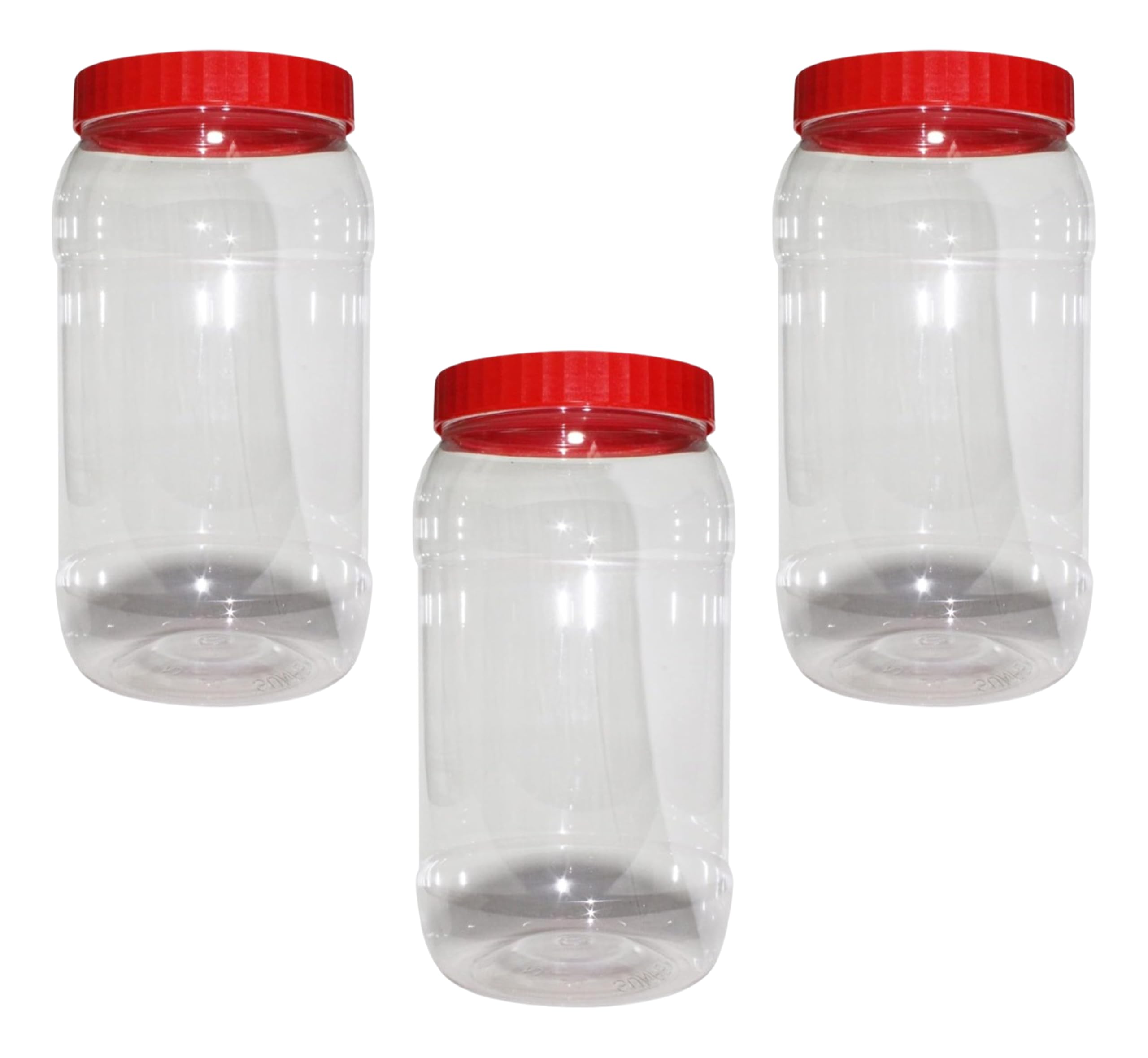 KANSY Plastic Storage Jars with Screw Top Lids - Multipurpose Kitchen Containers For Kitchen Food Storage Pasta Airtight BPA free (5000ml, Pack of 3)