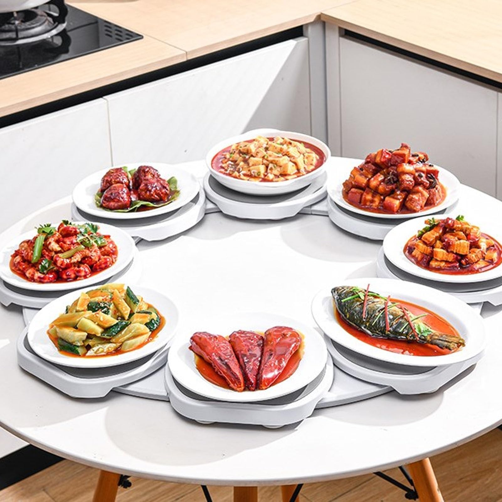 Plato Giratorio For Mesa De Comedor, Rotación De 360 ​​grados Lazy Susan, Plato Giratorio Lazy Susan For Mesas Rectangulares, Placa For Servir ABS Aislada Y Antideslizante, Bandeja Giratoria De Mesa(8