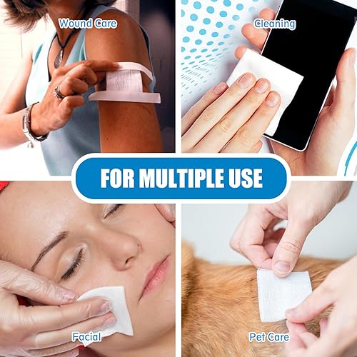 Miniatura 3 de OneMed Esponjas de gasa no tejidas altamente absorbentes, 200 unidades por bolsa, 4 capas, almohadillas de gasa no estériles multiusos, producto de