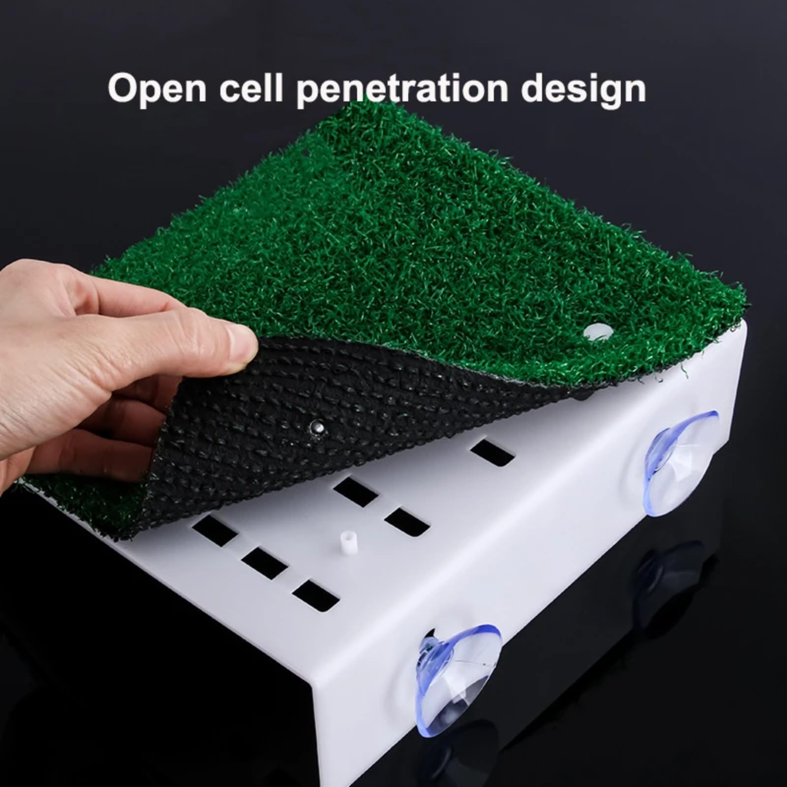 Turtle Basking Platform - Rampa de césped artificial flotante | Accesorio de terrario para reptiles y anfibios | PP no tóxico con ventosas fuertes S/M/L