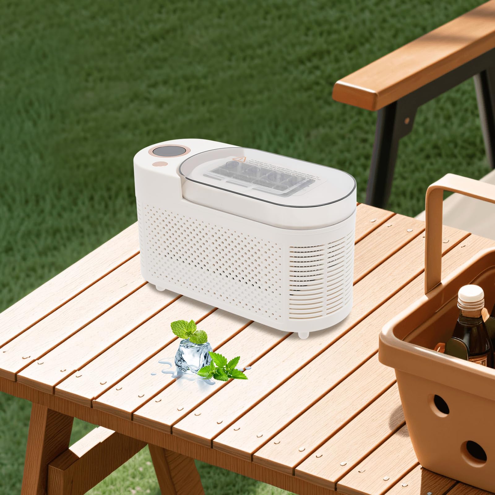 Ice Maker - Máquina de hielo compacta de 8 cubos, portátil, pequeña máquina de hielo para casa, cocina, caravana, incluye adaptador de coche de 12 V