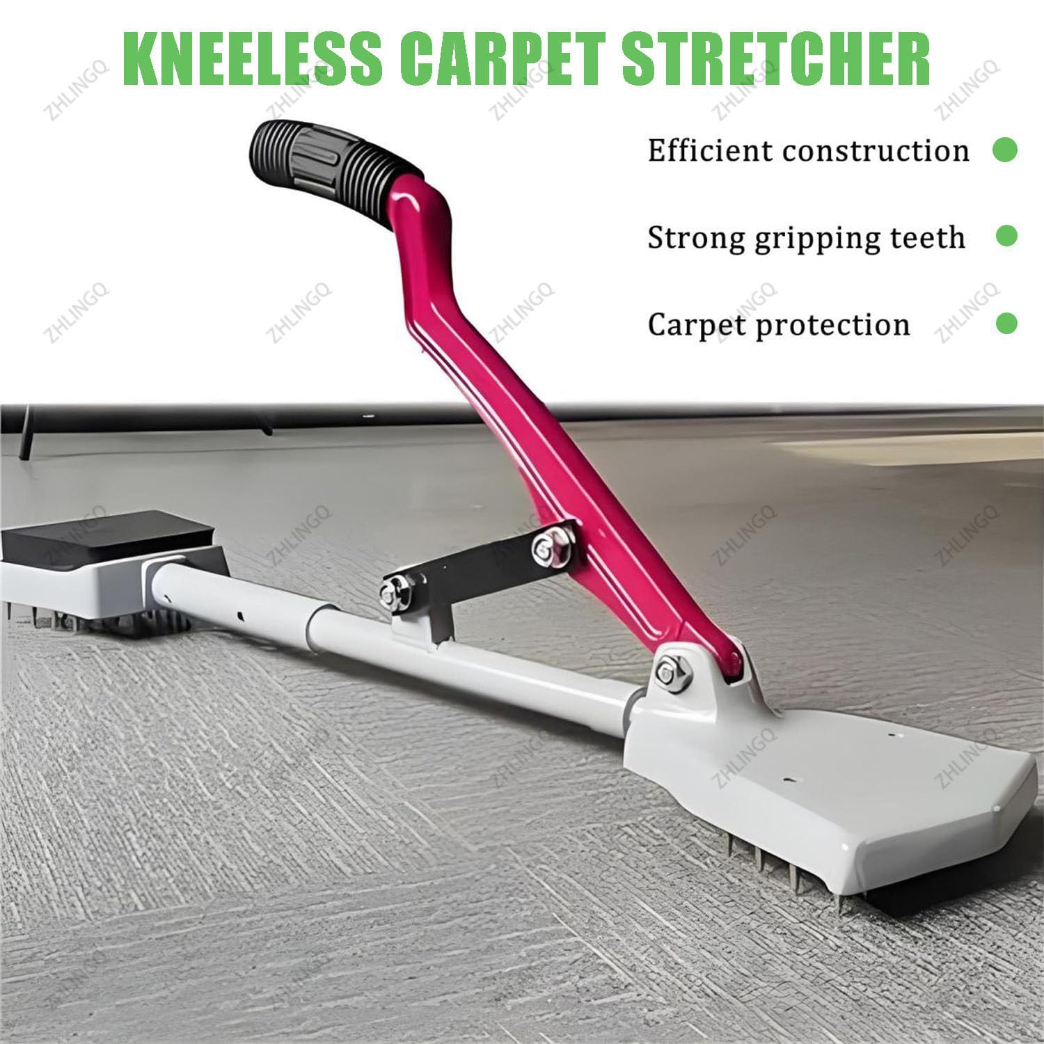 Outil pour Tapis sans Genou, Tendeur De Tapis sans Genou, Kit D'outils Ergonomique pour Tendeur De Tapis, Kit D'outils D'installation De Tapis avec Poignée Télescopique Et Base Rembourrée