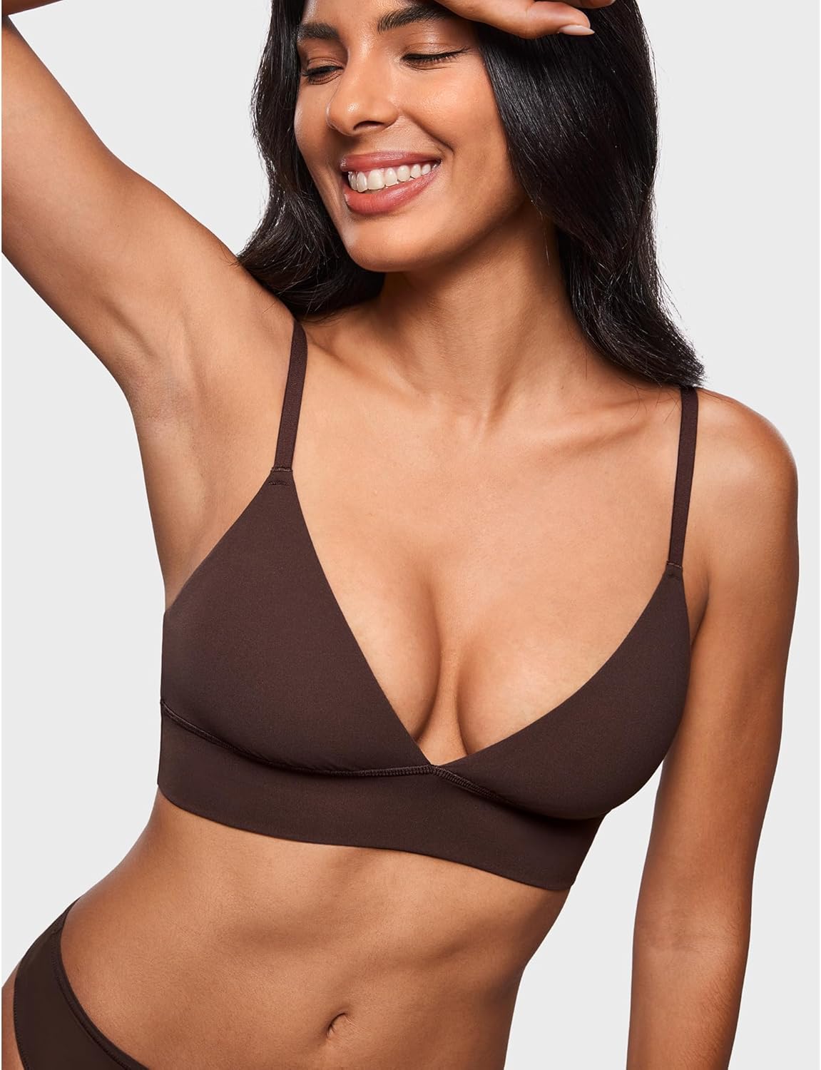 INLYRIC Women's Inbarely Outwear Longline Triangle Bralette Plunge Unlined No Underwire Yoga Sports Bra Crop Tank Top - Image 2