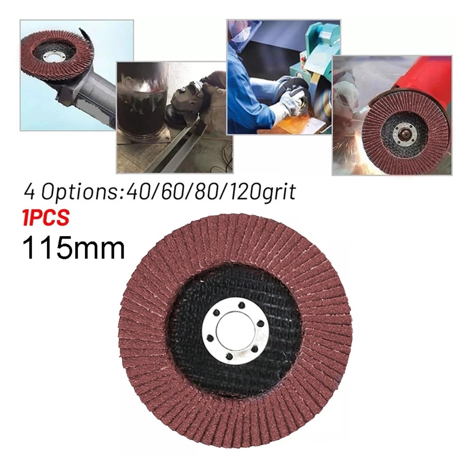 20 piezas disco de solapa de 115mm, almohadilla de pulido abrasivo de lijado, grano 40/60/80/120 for herramienta de soldadura de Metal de acero al carbono