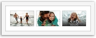 Americanflat 4x6 Collage Picture Frame with Shatter-Resistant Glass - Fits Three 4x6 Photos or Use as One 6x20 Frame - Signature Collection - Collage Frames for Tabletop and Wall Display - White