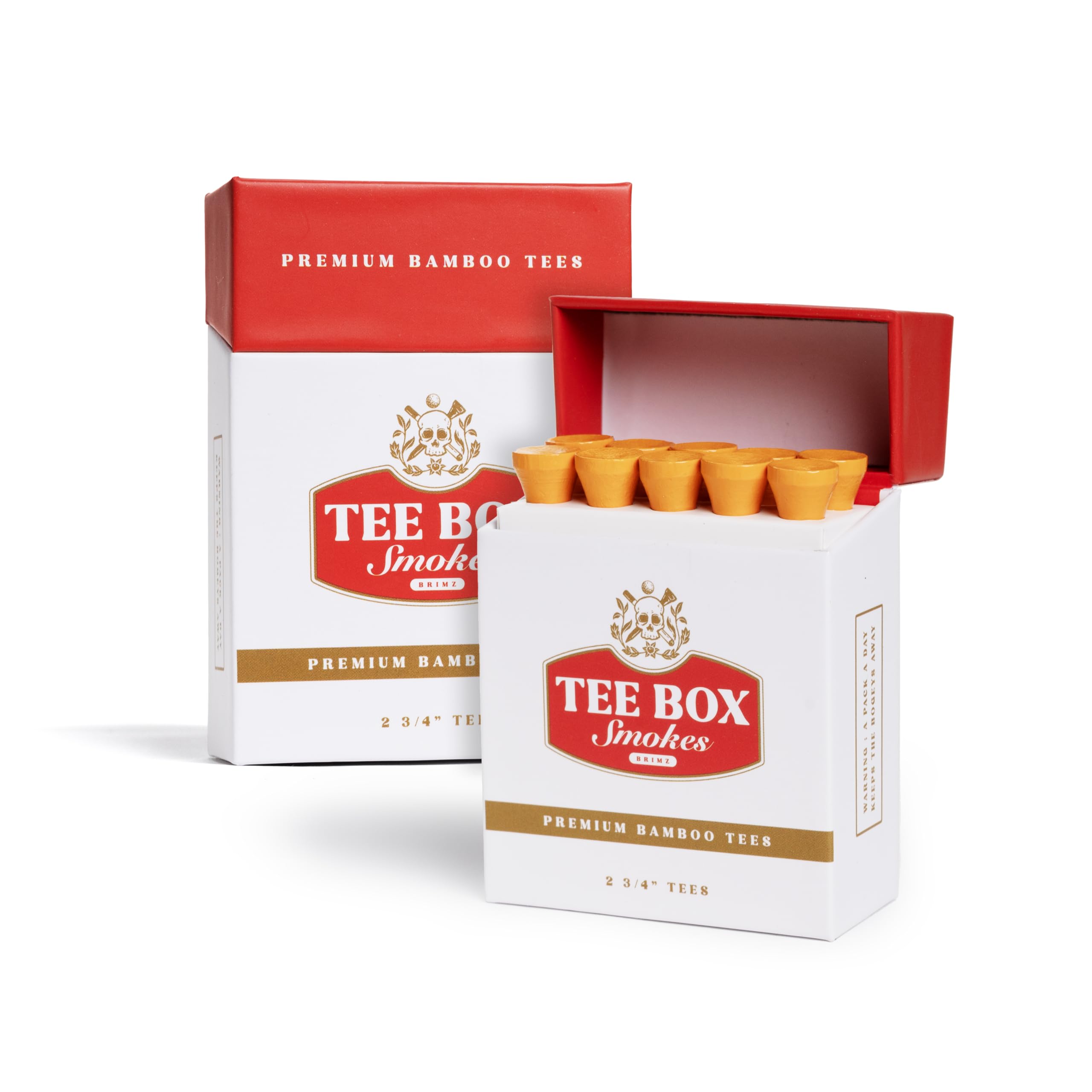 BRIMZ Tee Box Smokes - Premium Bamboo Golf Tees - Funny Golf Gifts &  Accessories - Reusable Magnetic Box - Durable, Biodegradable 2 ¾ Golf Tees  (2 Pack Smokes