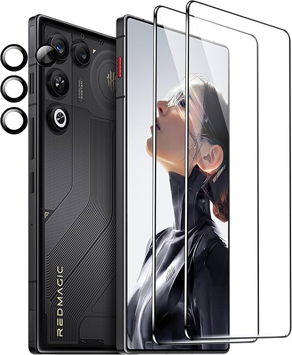 Protector de pantalla para Red Magic 11 Air, [Paquete de 2+4] Protector de vidrio templado + Protector de lente de cámara, 9H, sin burbujas, antiarañazos