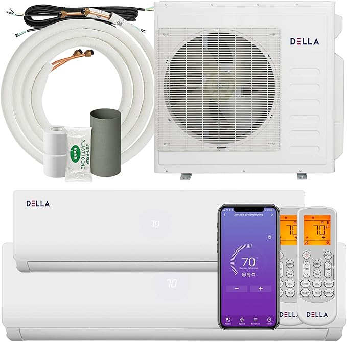 DELLA 36K BTU ODU 2 Dual Zone 18000 24000 BTU Wifi Mini