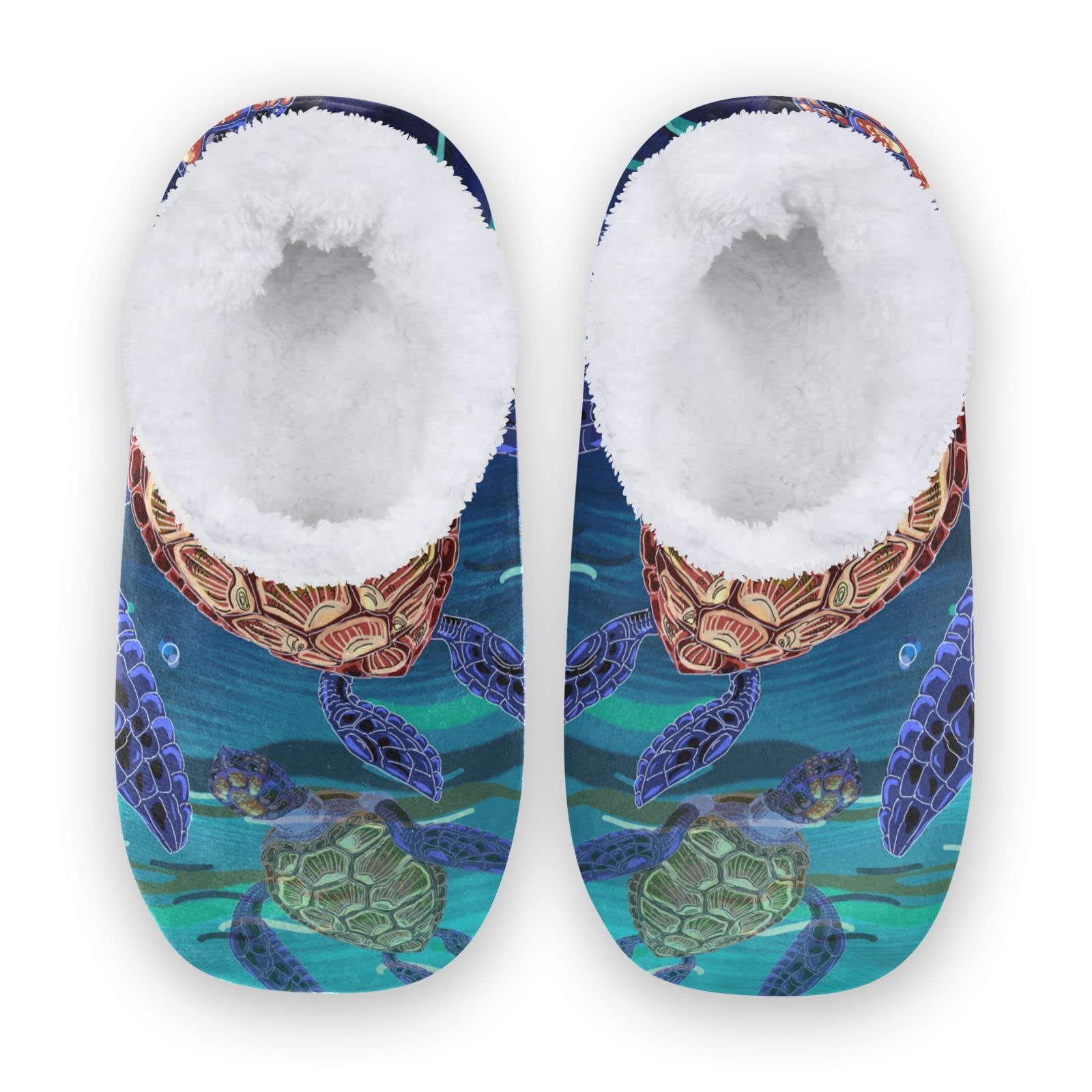 YOUJUNERWomen's Memory Foam House Slippers Ocean Sea Animal Turtle Slippers  for Women Warm House Shoes Comfy Closed Back Bedroom Shoes