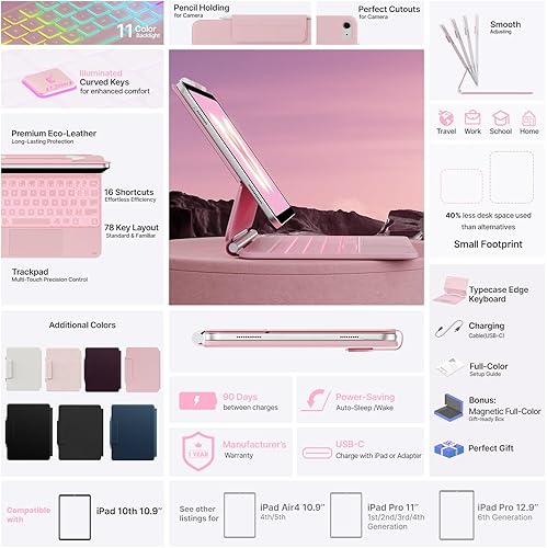 Miniatura 49 de typecase Funda de teclado Edge para iPad de 11ª generación A16 (2025) y 10ª generación de 10.9 pulgadas (2022) - Trackpad multitáctil, teclado