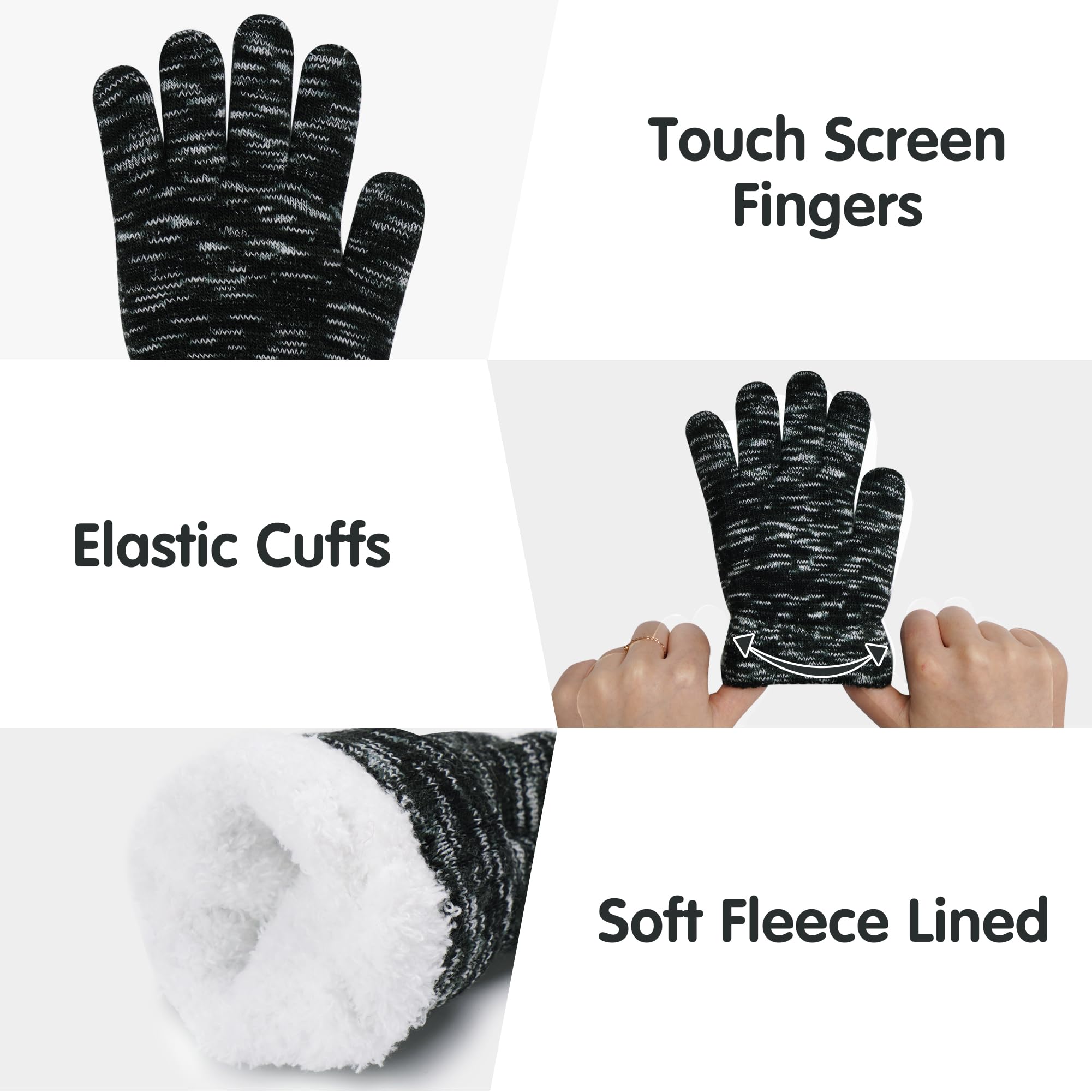 Bebes Enfants Bonnet Pompon Hiver Echarpe Gants Ensemble Cache-Cou avec Polaire pour 0 3 6 Mois 0-8 Ans Cadeaux pour Filles Garçons