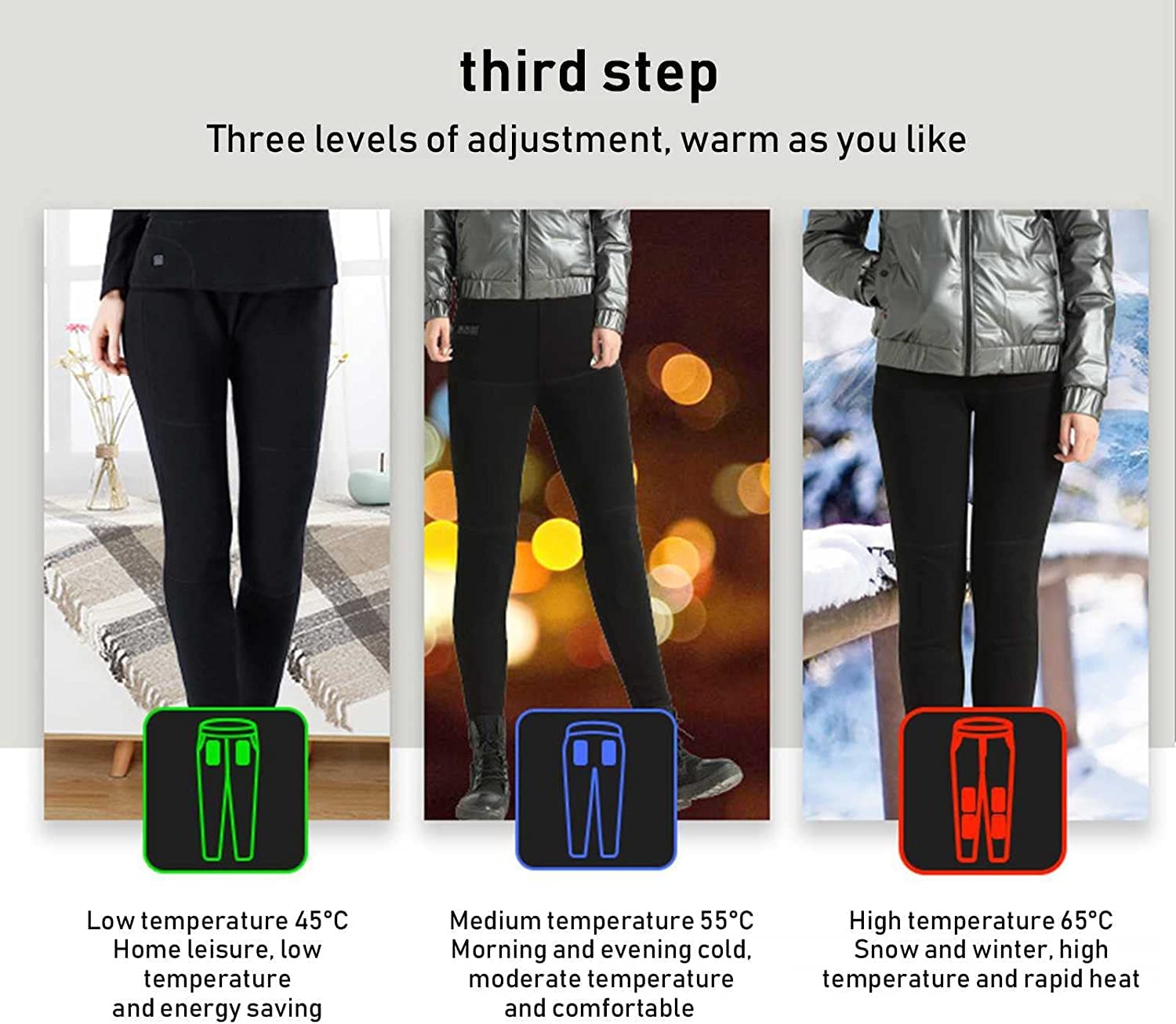 Beheizte Hose USB Elektrisch beheizte Hose Beheizte Lange Unterhose for Männer Frauen Thermounterwäsche mit 8 Wärmebereichen for Winter Outdoor Camping Wanderausrüstung