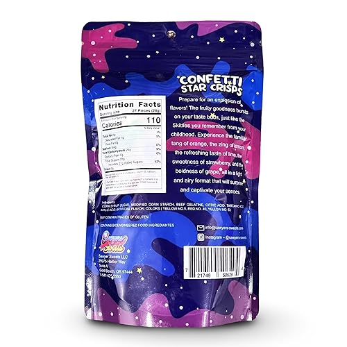 Miniatura 8 de Freeze Dried Candy Confetti Star Crisps  3 onzas de Cosmic Candy Crunch, liofilizado Skittles  Sabor mejorado Burst Regalo perfecto para todas las