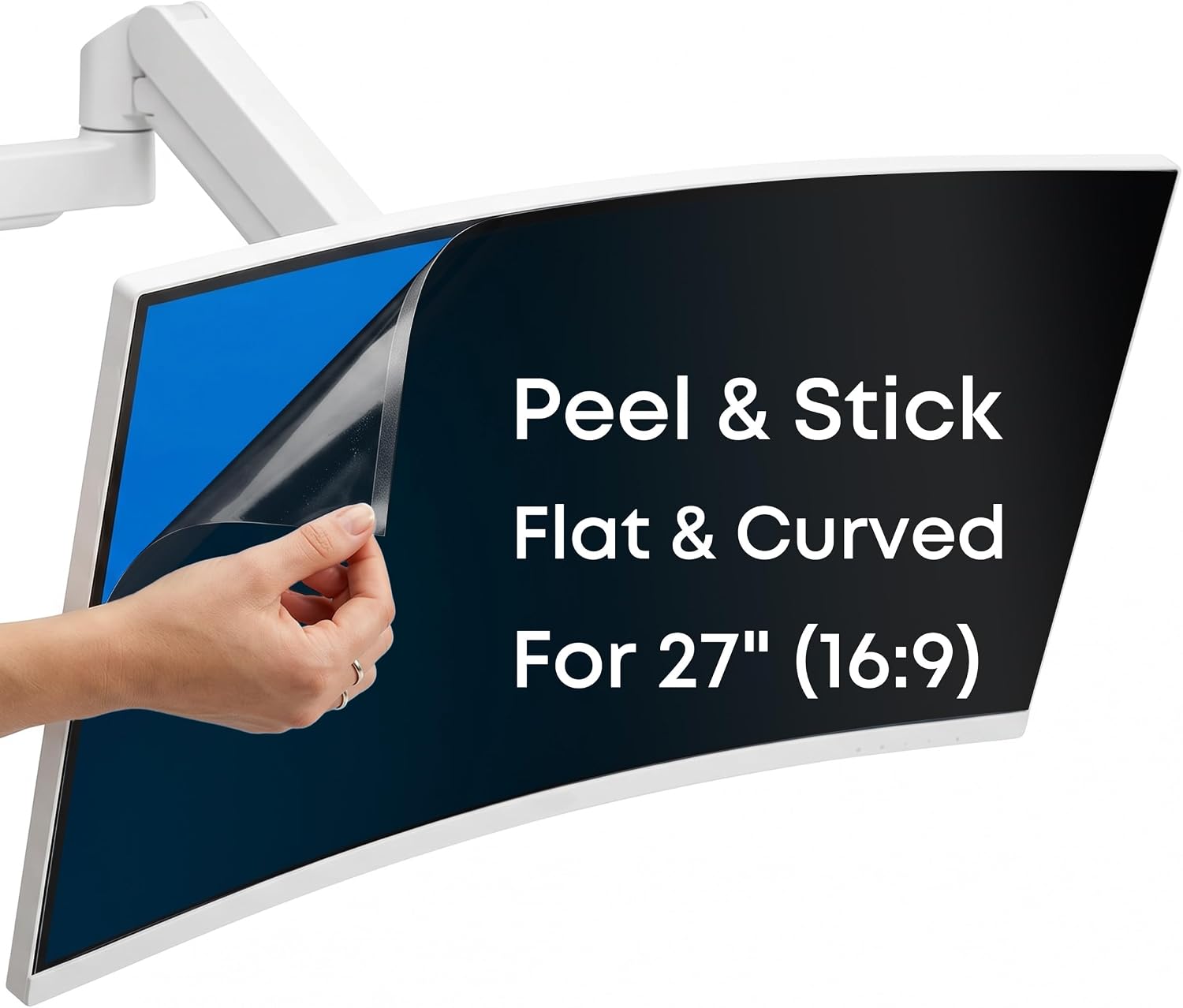 27 Inch Privacy Screen for Computer Monitor (16:9), Pre-Installed Top & Bottom Gel Strips, Flat & Curved Monitor Privacy Shield, Anti-Glare & Anti-Spy Filter, 1 Pack