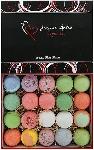 Juego de 20 bombas de baño con infusión de aceites esenciales de primera calidad y manteca de karité hidratante. Bombas de baño orgánicas naturales