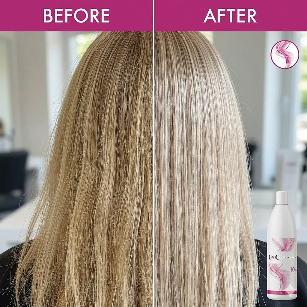 Gel and Cream 10 Volume Professional Lightening System Peroxide Developer infused with Collagen - Great for Sensitive Scalps - Made in Italy 33.8oz / 1lt (Pack of 2)