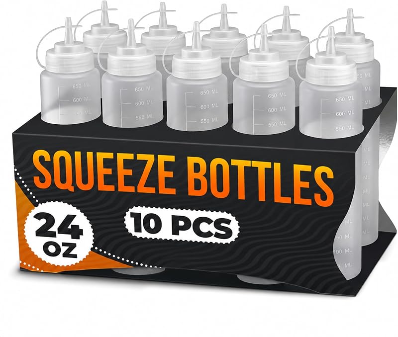 Frascos Recarregáveis para Molhos BURIUS, 710 mL, Plástico, Pacote com 10