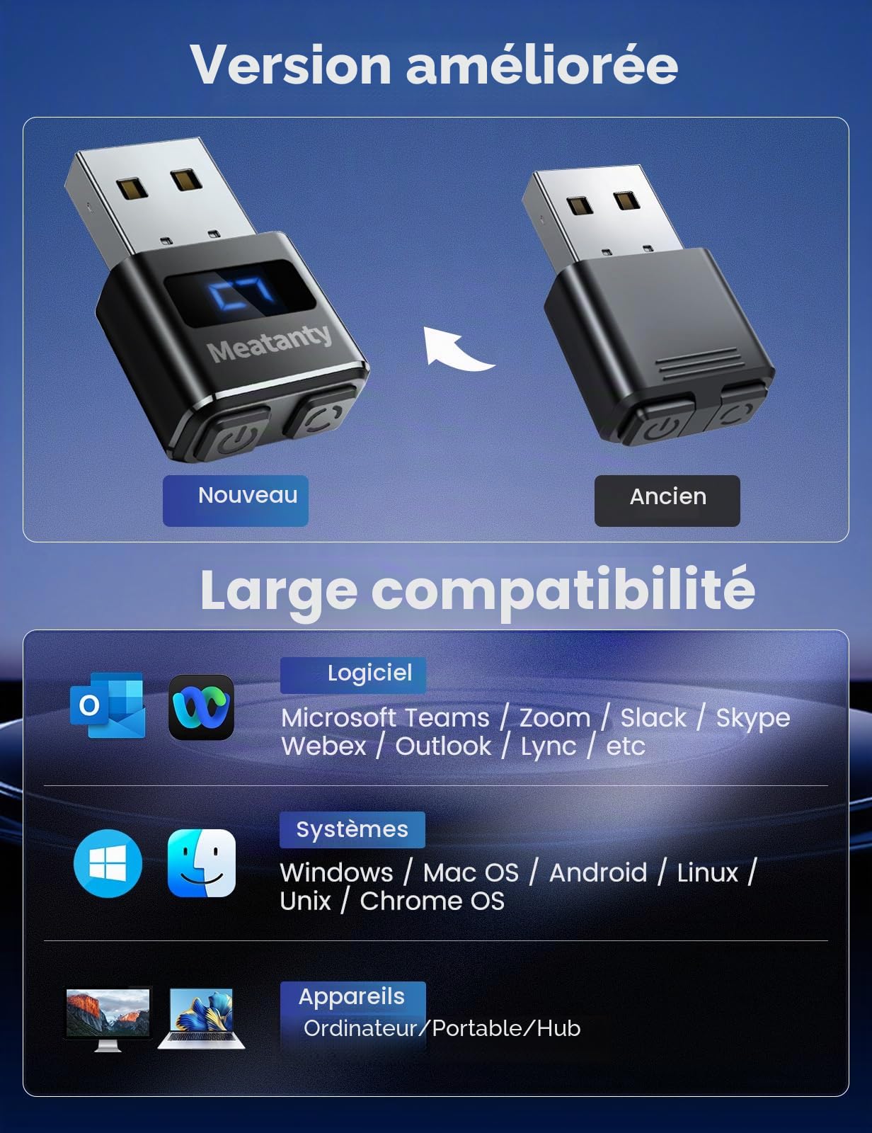 meatanty Métal Mini Mouse Jiggler Mover USB indétectable avec Interrupteur et écran,Shaker Automatique de Souris avec Plusieurs Pistes,sans Pilote,prêt à l'emploi,Garde l'ordinateur Portable éveillé