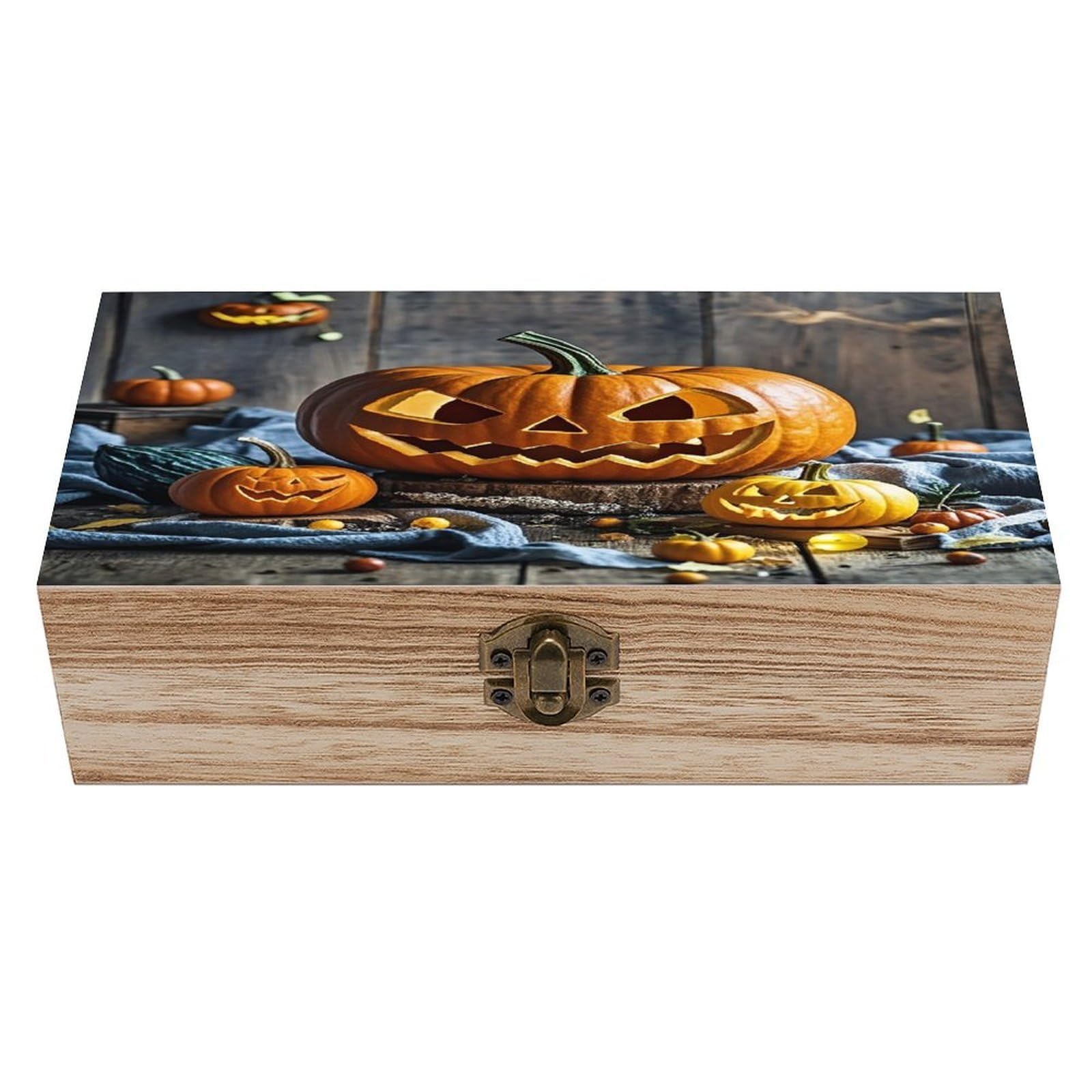 LZQPOEAS Halloween Pumpkin Wooden Box Storage Space to Organize Jewelry in A Beautiful Small Storage Box Decorative Card Boxes Memory Treasure Boxes for Crafts And Photo Storage